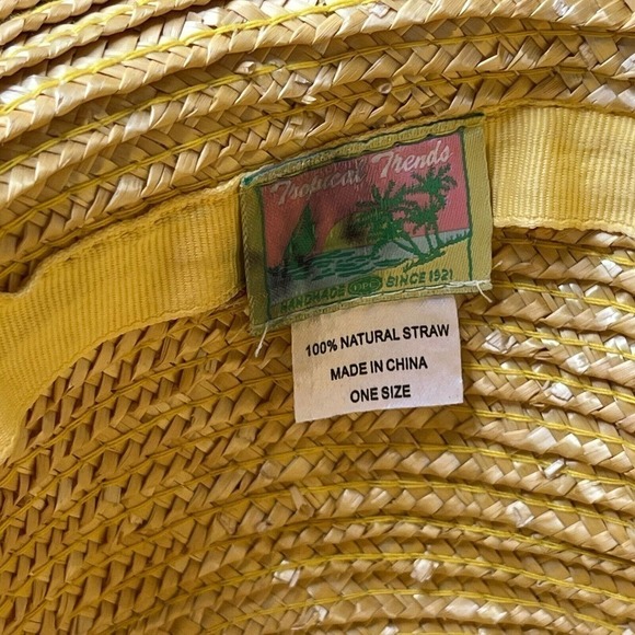 Tropical Trends 100% Natural Straw Hat One Size Wide Brim Beach Floral S… - Picture 6 of 8